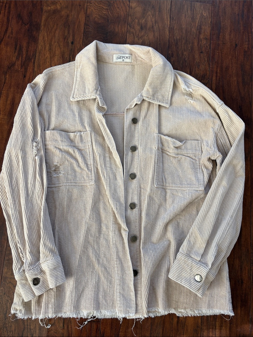 The Post Lightweight Beige/Blush Corduroy Shirt Jacket